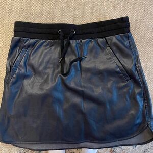 Navy and black fun leather skirt with draw string band